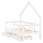 vidaXL Cadre de lit enfant tiroirs blanc 70x140 cm bois de pin massif