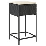 vidaXL Ensemble de bar de jardin 5 Pièces avec coussins noir poly rotin