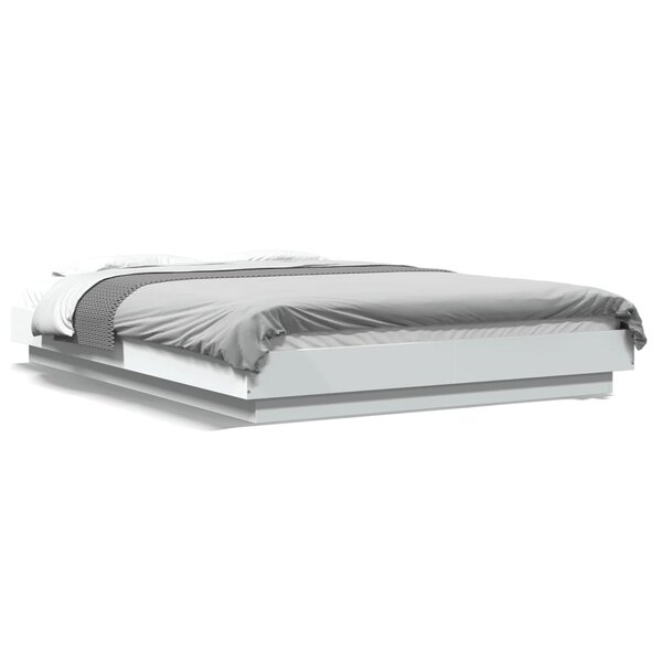 vidaXL Cadre de lit avec lumières LED sans matelas blanc 120x200 cm