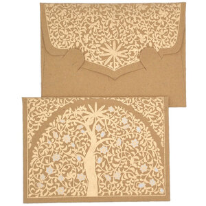 PAPERTREE GAÏA 5 x Mini Enveloppe Message + carte 8 5x6cm Cappucino