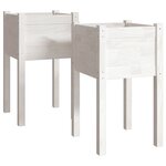 vidaXL Jardinières d'extérieur 2 Pièces Blanc 40x40x70 cm Bois de pin