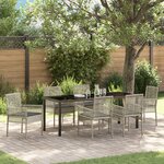 vidaXL Ensemble de Salle à Manger de Jardin 7 Pièces avec Coussins Gris Clair Rotin Synthétique