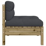 vidaXL Canapé de jardin sans accoudoirs et coussins bois pin imprégné