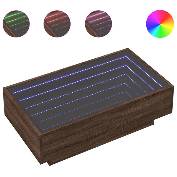 vidaXL Table basse avec LED chêne marron 90x50x30 cm bois d'ingénierie