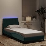 vidaXL Cadre de lit avec LED sans matelas vert foncé 90x200 cm velours