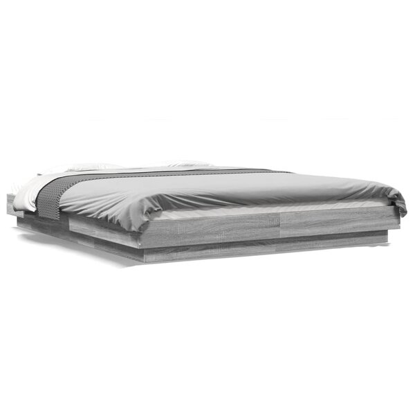 vidaXL Cadre de lit sans matelas sonoma gris 150x200 cm