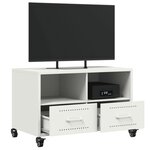 vidaXL Meuble TV blanc 68x39x43 5 cm acier laminé à froid