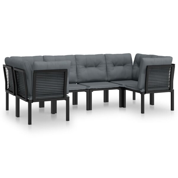 vidaXL Salon de jardin 6 Pièces noir et gris résine tressée