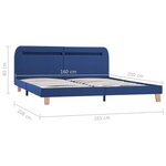 vidaXL Cadre de lit avec LED sans matelas bleu tissu 160x200 cm