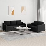 vidaXL Ensemble de canapés 2 Pièces avec coussins Noir Tissu