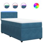 vidaXL Sommier à lattes de lit avec matelas bleu 90x200 cm velours