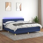 vidaXL Sommier à lattes de lit avec matelas LED Bleu 160x200 cm Tissu