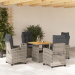 vidaXL Ensemble à manger de jardin 5 Pièces coussins gris résine tressée