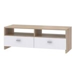 Meuble TV Blanc mat et chêne - 95 x 36 x 34 5 cm