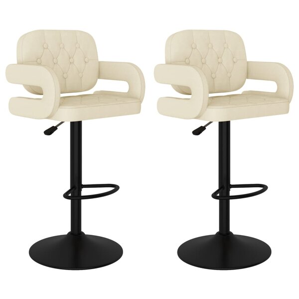 vidaXL Tabourets de bar lot de 2 crème tissu