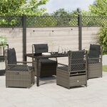 vidaXL Set de jardin de 5 pièces Gris Poly Rattan