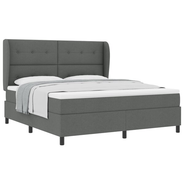 Lit Box Spring vidaXL avec Matelas en Gris Foncé  180x200 cm Tissu
