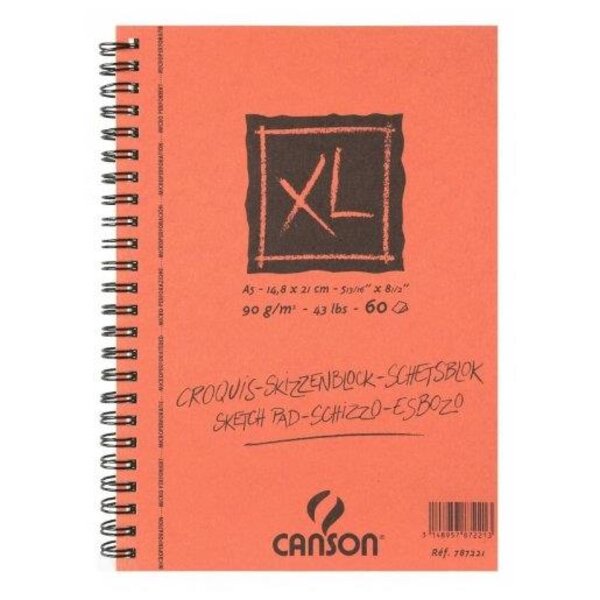 Bloc 60 feuilles papier dessin CROQUIS XL spirale grand côté 90g A5 CANSON