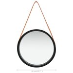 vidaXL Miroir mural avec sangle 40 cm Noir