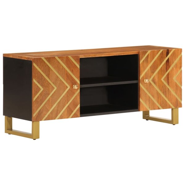 vidaXL Meuble TV marron et noir 105x33 5x46 cm bois massif manguier