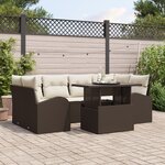 Canapé de Jardin 7 pièces avec Coussins Marron Rattan Poly