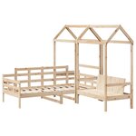 vidaXL Ensemble de lit de jour et de banc et toit 90x190 cm pin massif