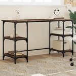 vidaXL Bureau chêne marron 140x50x75 cm métal et bois d'ingénierie