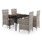 vidaXL Ensemble de salle à manger de jardin avec coussins 5 Pièces Gris