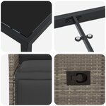 vidaXL Ensemble de Salle à Manger de Jardin 3 Pièces avec Coussins Gris Poly Rattan