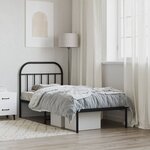vidaXL Cadre de lit métal sans matelas avec tête de lit noir 90x190 cm