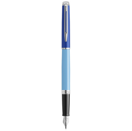 Stylo plume waterman hémisphère  laque bleue  finition palladium  plume fine en acier inoxydable  coffret cadeau