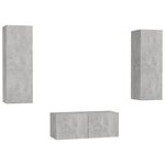 vidaXL Ensemble de meubles TV 3 Pièces Gris béton Bois d'ingénierie