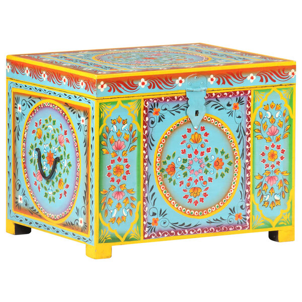 vidaXL Boîte de rangement peinte à la main 50x40x40 cm Manguier solide