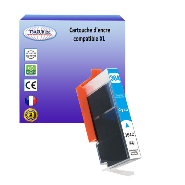 Cartouche compatible avec HP PhotoSmart C310, C410b, C510c, C5300, C5320, C5324, C5370, C5373, C5380,C5383 remplace HP 364XL ( CB323EE ) - Cyan