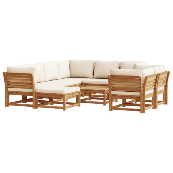 vidaXL Salon de jardin avec coussins 10 Pièces bois massif d'acacia