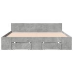 vidaXL Cadre de lit à tiroirs gris béton 135x190 cm bois d'ingénierie