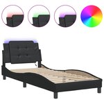 vidaXL Cadre de lit avec lumière LED noir 90x190 cm similicuir