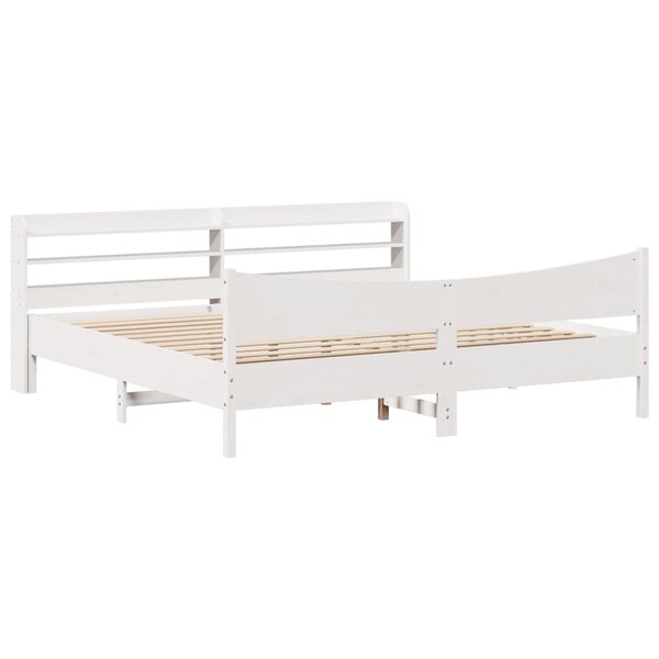 vidaXL Cadre de lit et tête de lit blanc 200x200 cm bois de pin massif