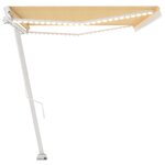 vidaXL Auvent manuel rétractable avec LED 500x300 cm Jaune et blanc