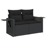 Ensemble de Canapé de Jardin 9 Pièces avec Coussins - Poly Rotin Noir Acacia