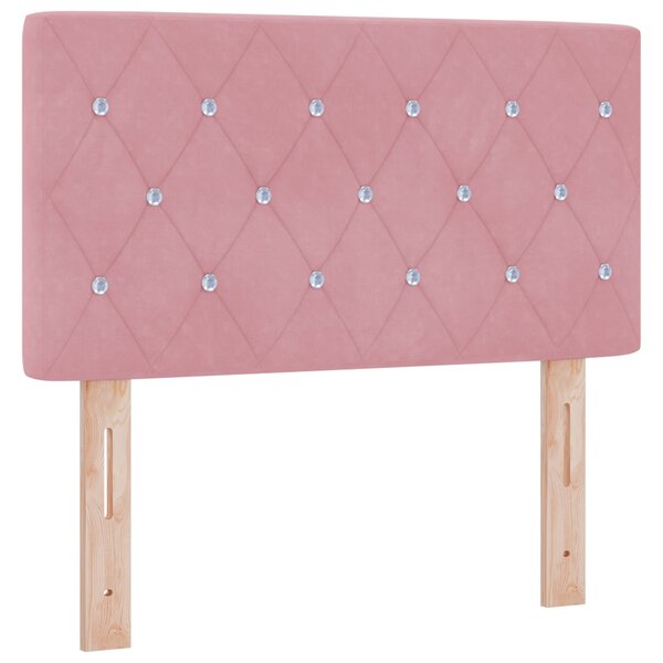 vidaXL Tête de lit LED capitonnée en cristal rose 80 cm en velours