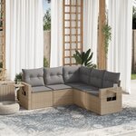 vidaXL Salon de jardin avec coussins 5 Pièces beige résine tressée
