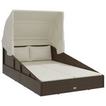 vidaXL Transat avec toit pliable marron 200x114x128 cm résine tressée