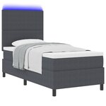 vidaXL Lit à ressorts avec matelas et LED gris foncé 90x200 cm tissu en velours côtelé