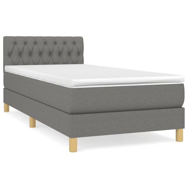 vidaXL Sommier à lattes de lit avec matelas Gris foncé 90x200 cm Tissu