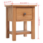 vidaXL Table de chevet 36x30x47 cm Bois de chêne massif