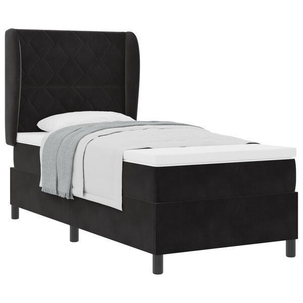Lit Box Spring vidaXL avec Matelas Noir 90x190 cm Velours