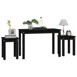 vidaXL Tables gigognes 3 Pièces Noir Bois de pin massif