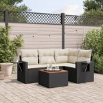vidaXL Salon de jardin 5 Pièces avec coussins noir résine tressée