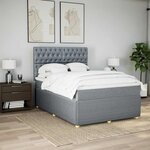 vidaXL Sommier à lattes de lit avec matelas Gris clair 140x190cm Tissu